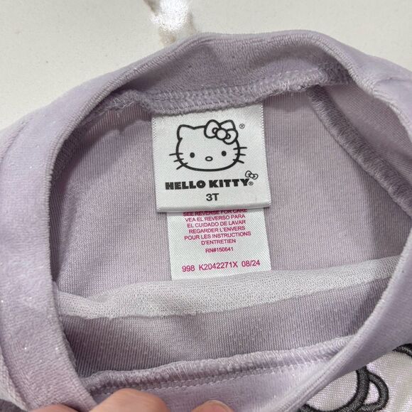 Hello Kitty Toddler Girls Purple Lavender Long Sleeve Soft Velour Sweatshirt 3T - Picture 8 of 16